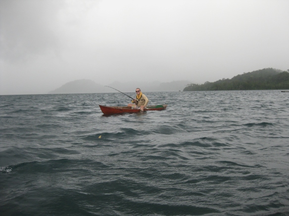 There is a big storm in the background that gave me a lot of trouble paddling back.  Munjiki Vua was a fast canoe, but leaked like a siv.